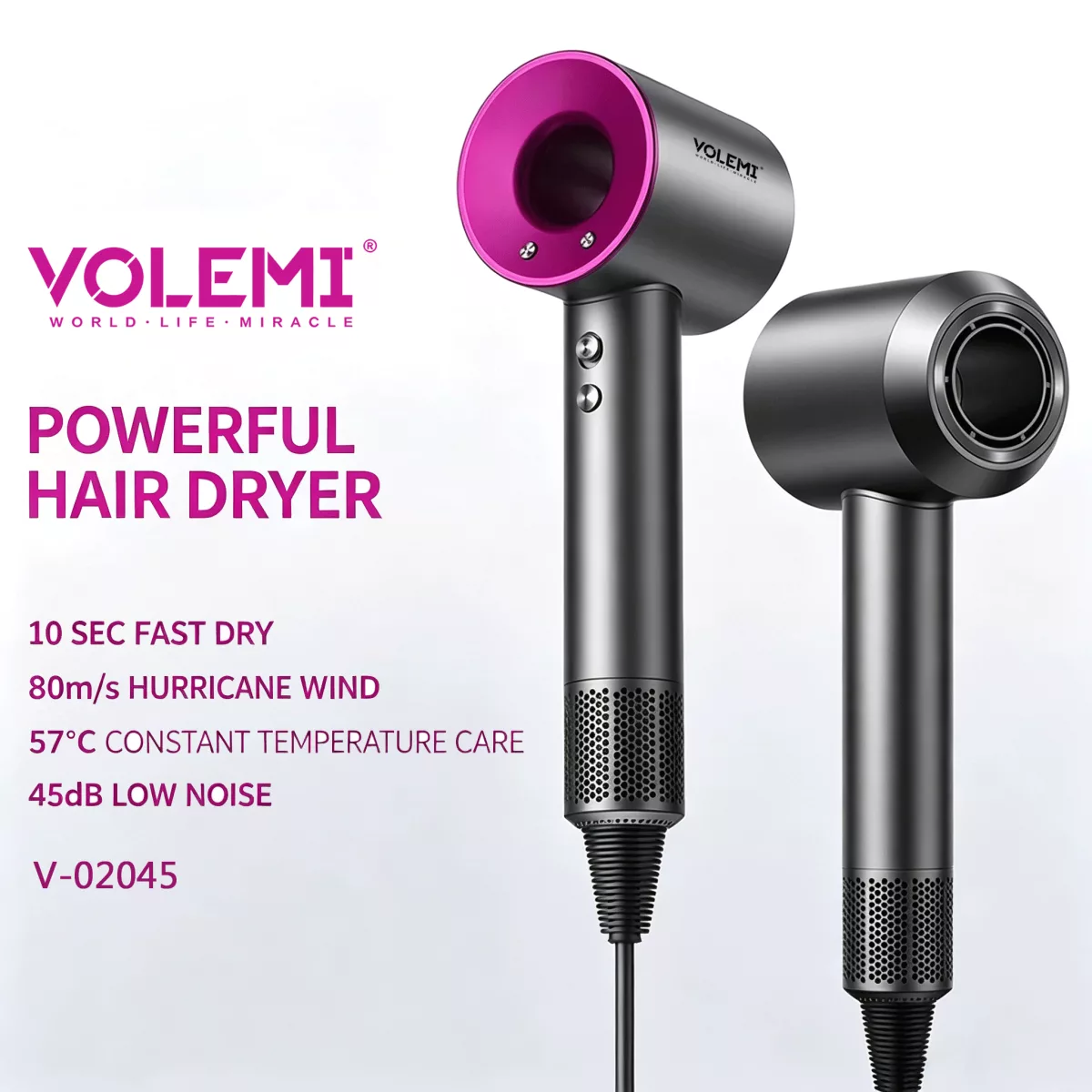 VOLEMI high-speed negative ion hair dryer (purple ring model)
