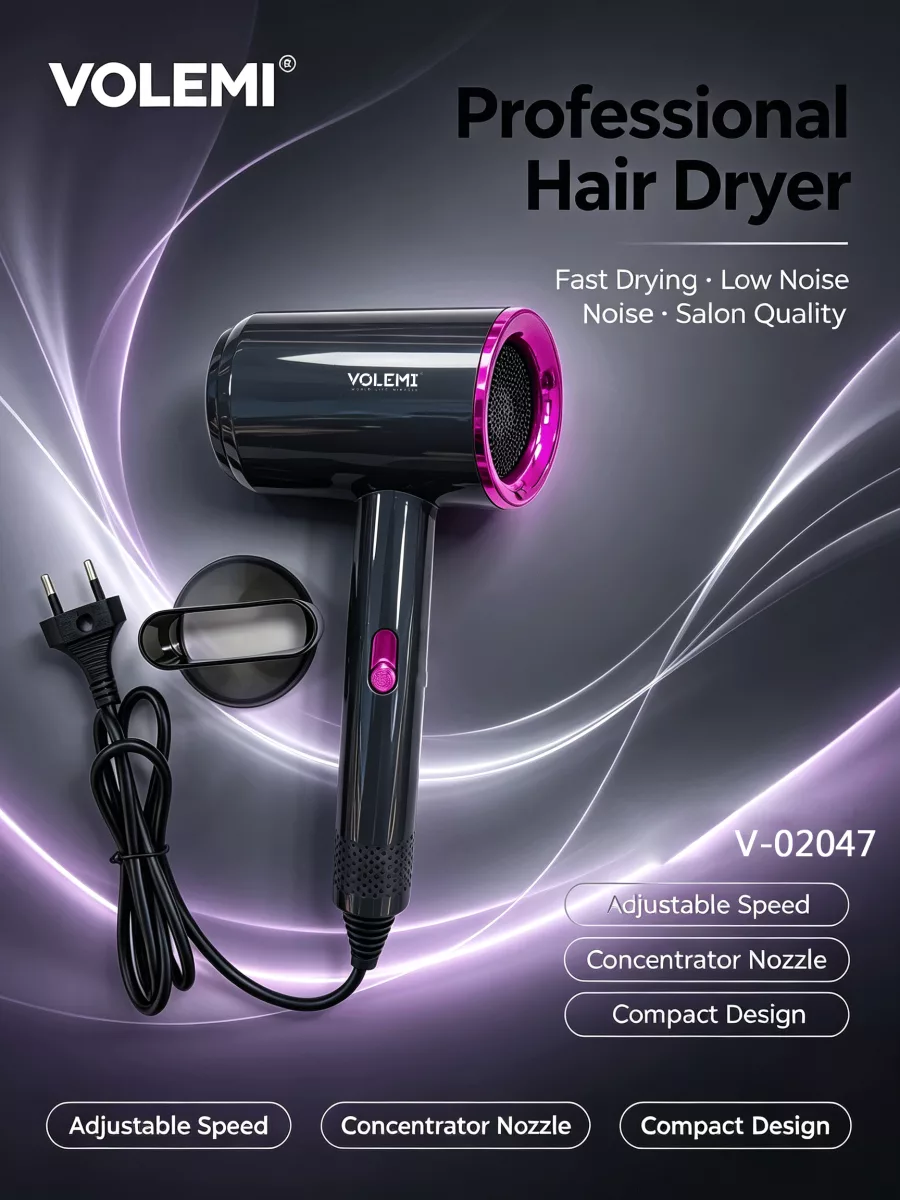 VOLEMI professional hair dryer (black purple ring)